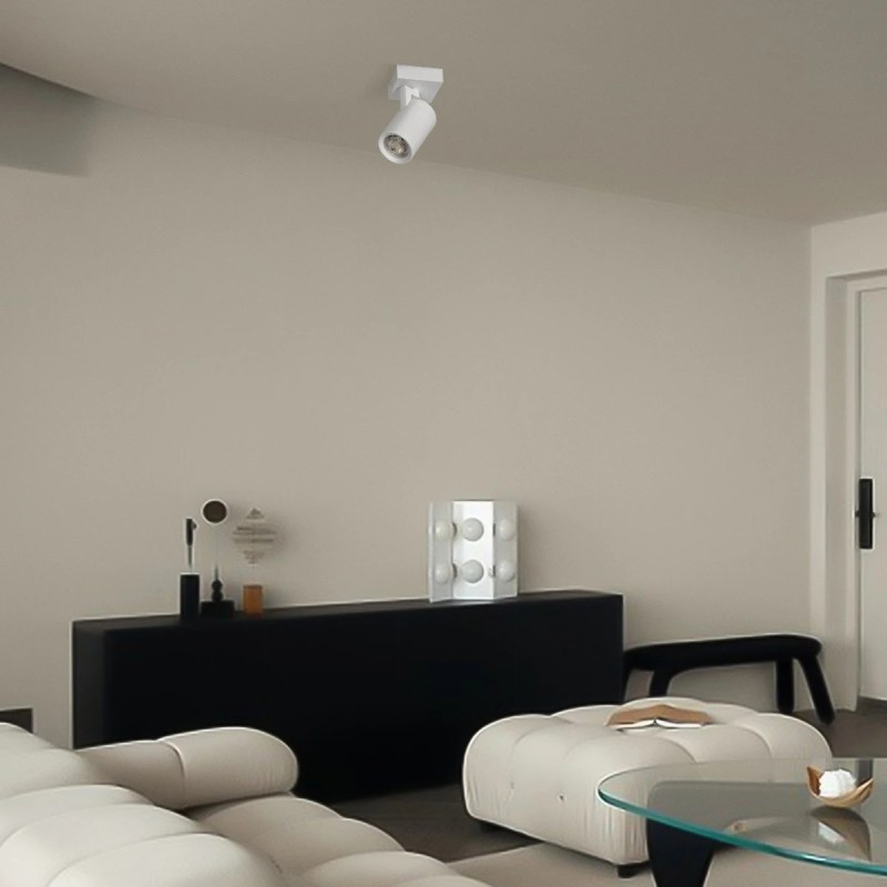 kelvo® SPOTA KLV-101-0135 Μοντέρνο Κινούμενο Φωτιστικό Σποτ Οροφής με Ντουί 1 x GU10 90° AC 220-240V IP20 - Λευκό Ματ - Μ7 x Π6 x Υ14cm