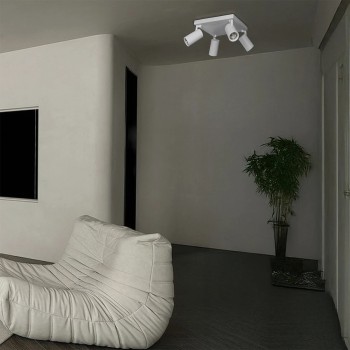 kelvo® SPOTA KLV-101-0147 Κινούμενο Φωτιστικό Σποτ Οροφής για 4 Λάμπες MR16 με Ντουί GU10 AC 220-240V IP20 - Λευκό Ματ - Μ26 x Π26 x Υ14cm