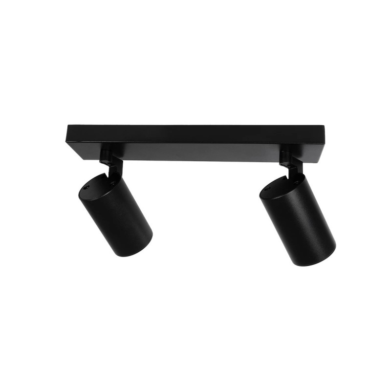 kelvo® SPOTA KLV-101-0136 Μοντέρνο Κινούμενο Φωτιστικό Σποτ Οροφής με Ντουί 2 x GU10 90° AC 220-240V IP20 - Μαύρο Ματ - Μ30 x Π6 x Υ14.5cm