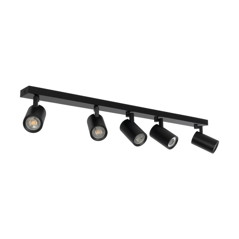 kelvo® SPOTA KLV-101-0142 Μοντέρνο Κινούμενο Φωτιστικό Σποτ Οροφής με Ντουί 5 x GU10 90° AC 220-240V IP20 - Μαύρο Ματ - Μ79.5 x Π6.3 x Υ14cm