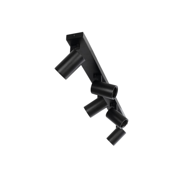 kelvo® SPOTA KLV-101-0142 Μοντέρνο Κινούμενο Φωτιστικό Σποτ Οροφής με Ντουί 5 x GU10 90° AC 220-240V IP20 - Μαύρο Ματ - Μ79.5 x Π6.3 x Υ14cm