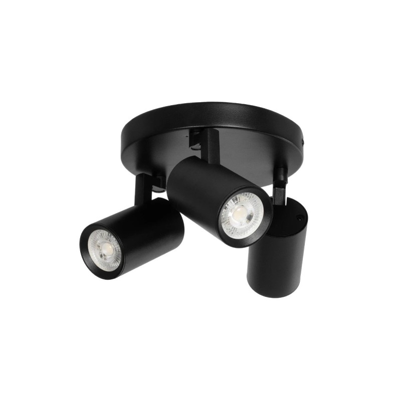 kelvo® SPOTA KLV-101-0144 Μοντέρνο Κινούμενο Φωτιστικό Σποτ Οροφής με Ντουί 3 x GU10 90° AC 220-240V IP20 - Μαύρο Ματ - Μ19 x Π19 x Υ14cm