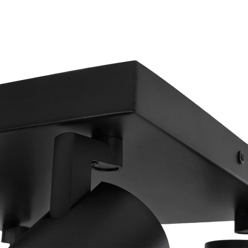 kelvo® SPOTA KLV-101-0146 Μοντέρνο Κινούμενο Φωτιστικό Σποτ Οροφής με Ντουί 4 x GU10 90° AC 220-240V IP20 - Μαύρο Ματ - Μ26 x Π26 x Υ14cm