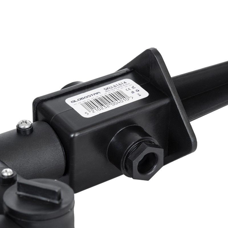 GloboStar® GRASEDO 61614 Καρφωτή Βάση Κήπου με 2 Ντουί E27 για Λάμπες Σποτ PAR38 - Αδιάβροχη IP67 - Υψηλής Αντοχής ABS - VDE Certified - Μ25 x Π7.5 x Υ43.5cm - Μαύρο - 5 Years Warranty