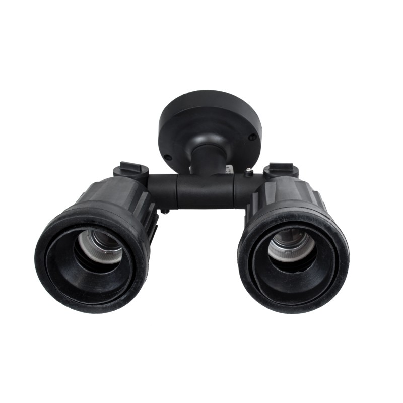 GloboStar® GRASEDO 61616 Βάση Κήπου με 2 Ντουί E27 για Λάμπες Σποτ PAR38 - Αδιάβροχη IP67 - Υψηλής Αντοχής ABS - VDE Certified - Μ40 x Π9.5 x Υ22cm - Μαύρο - 5 Years Warranty