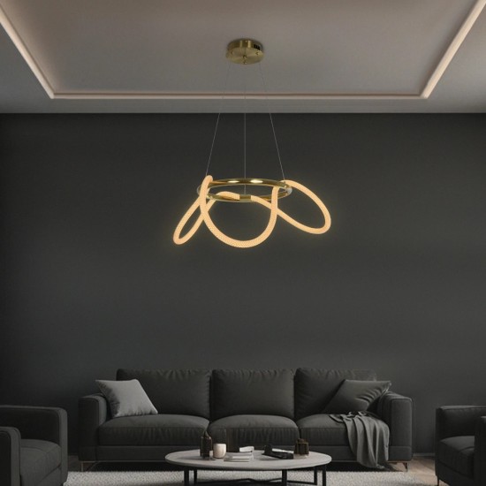 kelvo® GLOW 61658 Μοντέρνο Κρεμαστό Φωτιστικό Οροφής LED 36W 3600lm 360° AC 220-240V IP20 Ρυθμιζόμενο Λευκό CCT με Χειριστήριο από 2700K έως 6000K Dimmable - Lumileds SMD Chip - Χρυσό Πλατίνα & Λευκό Νήμα - Μ60 x Π60 x Υ45cm - 3 Χρόνια Εγγύηση kelvo® GLOW 61658 Μοντέρνο Κρεμαστό Φωτιστικό Οροφής LED 36W 3600lm 360° AC 220-240V IP20 Ρυθμιζόμενο Λευκό CCT με Χειριστήριο από 2700K έως 6000K Dimmable - Lumileds SMD Chip - Χρυσό Πλατίνα & Λευκό Νήμα - Μ60 x Π60 x Υ45cm - 3 Χρόνια Εγγύηση