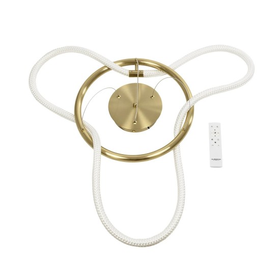 kelvo® GLOW 61658 Μοντέρνο Κρεμαστό Φωτιστικό Οροφής LED 36W 3600lm 360° AC 220-240V IP20 Ρυθμιζόμενο Λευκό CCT με Χειριστήριο από 2700K έως 6000K Dimmable - Lumileds SMD Chip - Χρυσό Πλατίνα & Λευκό Νήμα - Μ60 x Π60 x Υ45cm - 3 Χρόνια Εγγύηση kelvo® GLOW 61658 Μοντέρνο Κρεμαστό Φωτιστικό Οροφής LED 36W 3600lm 360° AC 220-240V IP20 Ρυθμιζόμενο Λευκό CCT με Χειριστήριο από 2700K έως 6000K Dimmable - Lumileds SMD Chip - Χρυσό Πλατίνα & Λευκό Νήμα - Μ60 x Π60 x Υ45cm - 3 Χρόνια Εγγύηση