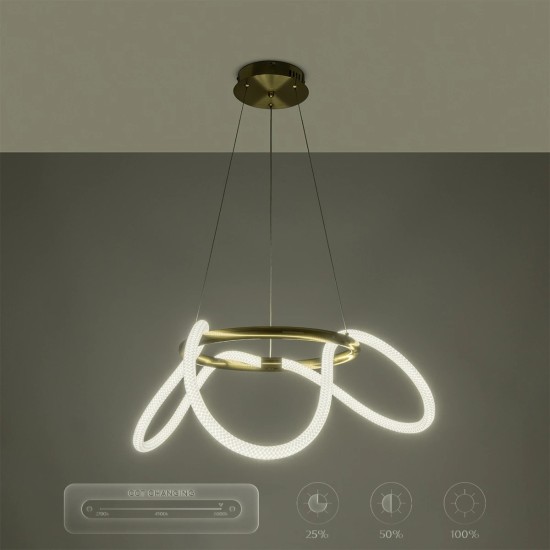 kelvo® GLOW 61658 Μοντέρνο Κρεμαστό Φωτιστικό Οροφής LED 36W 3600lm 360° AC 220-240V IP20 Ρυθμιζόμενο Λευκό CCT με Χειριστήριο από 2700K έως 6000K Dimmable - Lumileds SMD Chip - Χρυσό Πλατίνα & Λευκό Νήμα - Μ60 x Π60 x Υ45cm - 3 Χρόνια Εγγύηση kelvo® GLOW 61658 Μοντέρνο Κρεμαστό Φωτιστικό Οροφής LED 36W 3600lm 360° AC 220-240V IP20 Ρυθμιζόμενο Λευκό CCT με Χειριστήριο από 2700K έως 6000K Dimmable - Lumileds SMD Chip - Χρυσό Πλατίνα & Λευκό Νήμα - Μ60 x Π60 x Υ45cm - 3 Χρόνια Εγγύηση