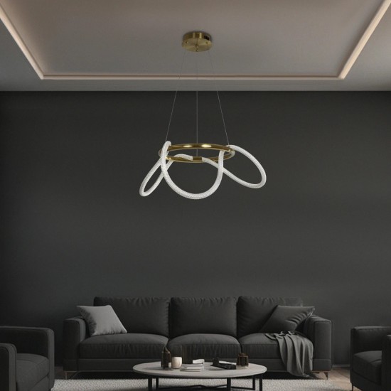 kelvo® GLOW 61658 Μοντέρνο Κρεμαστό Φωτιστικό Οροφής LED 36W 3600lm 360° AC 220-240V IP20 Ρυθμιζόμενο Λευκό CCT με Χειριστήριο από 2700K έως 6000K Dimmable - Lumileds SMD Chip - Χρυσό Πλατίνα & Λευκό Νήμα - Μ60 x Π60 x Υ45cm - 3 Χρόνια Εγγύηση kelvo® GLOW 61658 Μοντέρνο Κρεμαστό Φωτιστικό Οροφής LED 36W 3600lm 360° AC 220-240V IP20 Ρυθμιζόμενο Λευκό CCT με Χειριστήριο από 2700K έως 6000K Dimmable - Lumileds SMD Chip - Χρυσό Πλατίνα & Λευκό Νήμα - Μ60 x Π60 x Υ45cm - 3 Χρόνια Εγγύηση
