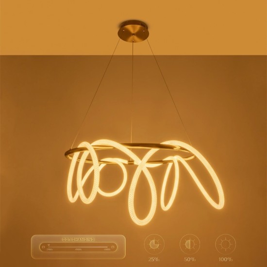 kelvo® GLOW 61660 Μοντέρνο Κρεμαστό Φωτιστικό Οροφής LED 69W 6900lm 360° AC 220-240V IP20 Ρυθμιζόμενο Λευκό CCT με Χειριστήριο από 2700K έως 6000K Dimmable - Lumileds SMD Chip - Χρυσό Πλατίνα & Λευκό Νήμα - Μ100 x Π100 x Υ70cm - 3 Χρόνια Εγγύηση kelvo® GLOW 61660 Μοντέρνο Κρεμαστό Φωτιστικό Οροφής LED 69W 6900lm 360° AC 220-240V IP20 Ρυθμιζόμενο Λευκό CCT με Χειριστήριο από 2700K έως 6000K Dimmable - Lumileds SMD Chip - Χρυσό Πλατίνα & Λευκό Νήμα - Μ100 x Π100 x Υ70cm - 3 Χρόνια Εγγύηση