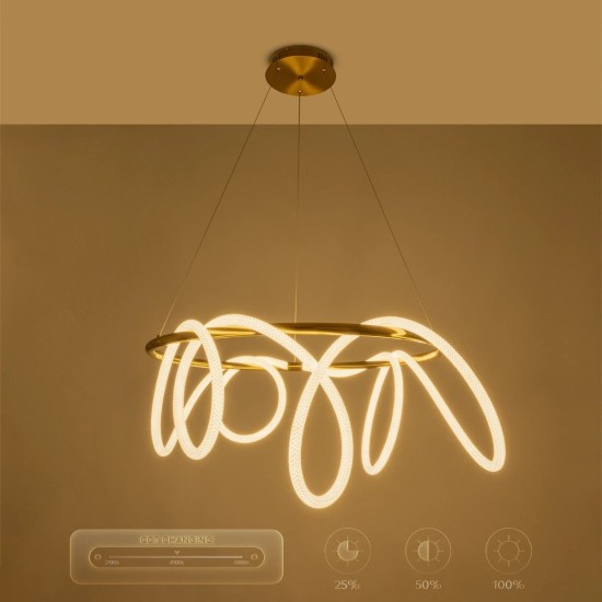 kelvo® GLOW 61660 Μοντέρνο Κρεμαστό Φωτιστικό Οροφής LED 69W 6900lm 360° AC 220-240V IP20 Ρυθμιζόμενο Λευκό CCT με Χειριστήριο από 2700K έως 6000K Dimmable - Lumileds SMD Chip - Χρυσό Πλατίνα & Λευκό Νήμα - Μ100 x Π100 x Υ70cm - 3 Χρόνια Εγγύηση kelvo® GLOW 61660 Μοντέρνο Κρεμαστό Φωτιστικό Οροφής LED 69W 6900lm 360° AC 220-240V IP20 Ρυθμιζόμενο Λευκό CCT με Χειριστήριο από 2700K έως 6000K Dimmable - Lumileds SMD Chip - Χρυσό Πλατίνα & Λευκό Νήμα - Μ100 x Π100 x Υ70cm - 3 Χρόνια Εγγύηση