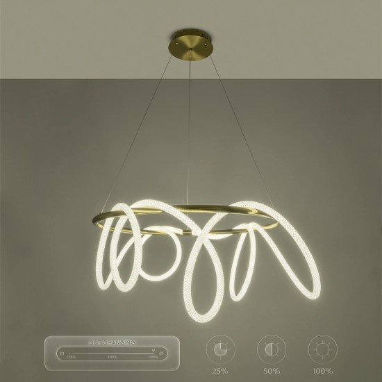 kelvo® GLOW 61660 Μοντέρνο Κρεμαστό Φωτιστικό Οροφής LED 69W 6900lm 360° AC 220-240V IP20 Ρυθμιζόμενο Λευκό CCT με Χειριστήριο από 2700K έως 6000K Dimmable - Lumileds SMD Chip - Χρυσό Πλατίνα & Λευκό Νήμα - Μ100 x Π100 x Υ70cm - 3 Χρόνια Εγγύηση kelvo® GLOW 61660 Μοντέρνο Κρεμαστό Φωτιστικό Οροφής LED 69W 6900lm 360° AC 220-240V IP20 Ρυθμιζόμενο Λευκό CCT με Χειριστήριο από 2700K έως 6000K Dimmable - Lumileds SMD Chip - Χρυσό Πλατίνα & Λευκό Νήμα - Μ100 x Π100 x Υ70cm - 3 Χρόνια Εγγύηση