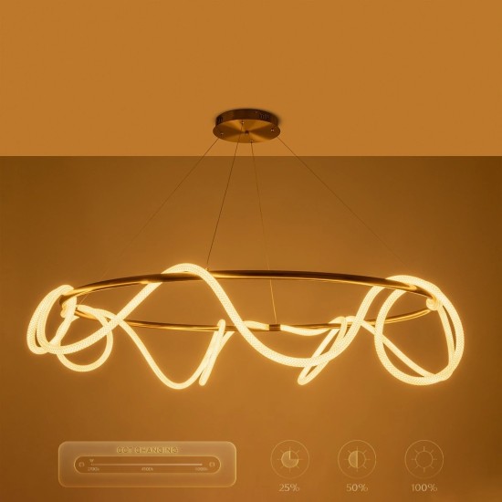 kelvo® GLOW 61661 Μοντέρνο Κρεμαστό Φωτιστικό Οροφής LED 100W 10000lm 360° AC 220-240V IP20 Ρυθμιζόμενο Λευκό CCT με Χειριστήριο από 2700K έως 6000K Dimmable - Lumileds SMD Chip - Χρυσό Πλατίνα & Λευκό Νήμα - Μ150 x Π150 x Υ100cm - 3 Χρόνια Εγγύηση kelvo® GLOW 61661 Μοντέρνο Κρεμαστό Φωτιστικό Οροφής LED 100W 10000lm 360° AC 220-240V IP20 Ρυθμιζόμενο Λευκό CCT με Χειριστήριο από 2700K έως 6000K Dimmable - Lumileds SMD Chip - Χρυσό Πλατίνα & Λευκό Νήμα - Μ150 x Π150 x Υ100cm - 3 Χρόνια Εγγύηση
