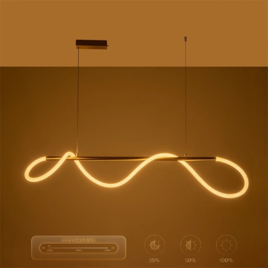 kelvo® GLOW 61662 Μοντέρνο Κρεμαστό Φωτιστικό Οροφής LED 34W 3400lm 360° AC 220-240V IP20 Ρυθμιζόμενο Λευκό CCT με Χειριστήριο από 2700K έως 6000K Dimmable - Lumileds SMD Chip - Χρυσό Πλατίνα & Λευκό Νήμα - Μ120 x Π35 x Υ50cm - 3 Χρόνια Εγγύηση kelvo® GLOW 61662 Μοντέρνο Κρεμαστό Φωτιστικό Οροφής LED 34W 3400lm 360° AC 220-240V IP20 Ρυθμιζόμενο Λευκό CCT με Χειριστήριο από 2700K έως 6000K Dimmable - Lumileds SMD Chip - Χρυσό Πλατίνα & Λευκό Νήμα - Μ120 x Π35 x Υ50cm - 3 Χρόνια Εγγύηση