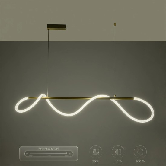 kelvo® GLOW 61662 Μοντέρνο Κρεμαστό Φωτιστικό Οροφής LED 34W 3400lm 360° AC 220-240V IP20 Ρυθμιζόμενο Λευκό CCT με Χειριστήριο από 2700K έως 6000K Dimmable - Lumileds SMD Chip - Χρυσό Πλατίνα & Λευκό Νήμα - Μ120 x Π35 x Υ50cm - 3 Χρόνια Εγγύηση kelvo® GLOW 61662 Μοντέρνο Κρεμαστό Φωτιστικό Οροφής LED 34W 3400lm 360° AC 220-240V IP20 Ρυθμιζόμενο Λευκό CCT με Χειριστήριο από 2700K έως 6000K Dimmable - Lumileds SMD Chip - Χρυσό Πλατίνα & Λευκό Νήμα - Μ120 x Π35 x Υ50cm - 3 Χρόνια Εγγύηση