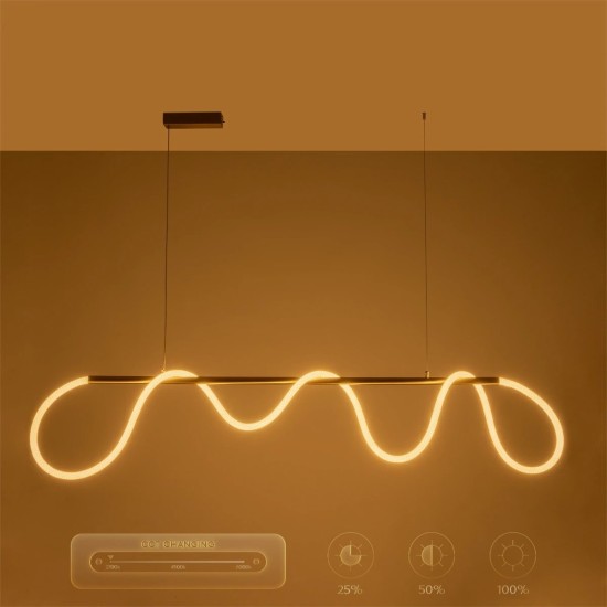 kelvo® GLOW 61663 Μοντέρνο Κρεμαστό Φωτιστικό Οροφής LED 45W 4500lm 360° AC 220-240V IP20 Ρυθμιζόμενο Λευκό CCT με Χειριστήριο από 2700K έως 6000K Dimmable - Lumileds SMD Chip - Χρυσό Πλατίνα & Λευκό Νήμα - Μ150 x Π35 x Υ50cm - 3 Χρόνια Εγγύηση kelvo® GLOW 61663 Μοντέρνο Κρεμαστό Φωτιστικό Οροφής LED 45W 4500lm 360° AC 220-240V IP20 Ρυθμιζόμενο Λευκό CCT με Χειριστήριο από 2700K έως 6000K Dimmable - Lumileds SMD Chip - Χρυσό Πλατίνα & Λευκό Νήμα - Μ150 x Π35 x Υ50cm - 3 Χρόνια Εγγύηση