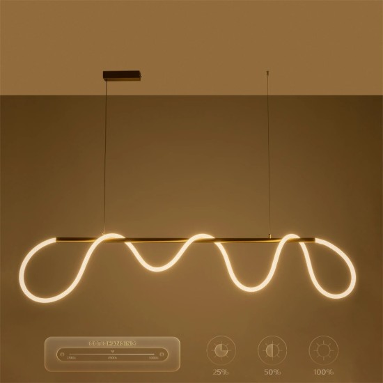 kelvo® GLOW 61663 Μοντέρνο Κρεμαστό Φωτιστικό Οροφής LED 45W 4500lm 360° AC 220-240V IP20 Ρυθμιζόμενο Λευκό CCT με Χειριστήριο από 2700K έως 6000K Dimmable - Lumileds SMD Chip - Χρυσό Πλατίνα & Λευκό Νήμα - Μ150 x Π35 x Υ50cm - 3 Χρόνια Εγγύηση kelvo® GLOW 61663 Μοντέρνο Κρεμαστό Φωτιστικό Οροφής LED 45W 4500lm 360° AC 220-240V IP20 Ρυθμιζόμενο Λευκό CCT με Χειριστήριο από 2700K έως 6000K Dimmable - Lumileds SMD Chip - Χρυσό Πλατίνα & Λευκό Νήμα - Μ150 x Π35 x Υ50cm - 3 Χρόνια Εγγύηση