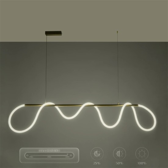kelvo® GLOW 61663 Μοντέρνο Κρεμαστό Φωτιστικό Οροφής LED 45W 4500lm 360° AC 220-240V IP20 Ρυθμιζόμενο Λευκό CCT με Χειριστήριο από 2700K έως 6000K Dimmable - Lumileds SMD Chip - Χρυσό Πλατίνα & Λευκό Νήμα - Μ150 x Π35 x Υ50cm - 3 Χρόνια Εγγύηση kelvo® GLOW 61663 Μοντέρνο Κρεμαστό Φωτιστικό Οροφής LED 45W 4500lm 360° AC 220-240V IP20 Ρυθμιζόμενο Λευκό CCT με Χειριστήριο από 2700K έως 6000K Dimmable - Lumileds SMD Chip - Χρυσό Πλατίνα & Λευκό Νήμα - Μ150 x Π35 x Υ50cm - 3 Χρόνια Εγγύηση