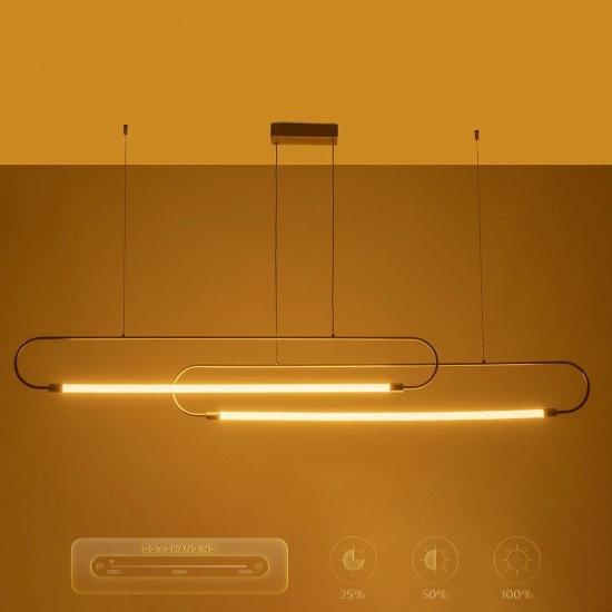 kelvo® GLOW 61665 Μοντέρνο Κρεμαστό Φωτιστικό Οροφής LED 28W 2800lm 360° AC 220-240V IP20 Ρυθμιζόμενο Λευκό CCT με Χειριστήριο από 2700K έως 6000K Dimmable - Lumileds SMD Chip - Χρυσό Πλατίνα & Λευκό Νήμα - Μ160 x Π3 x Υ25cm - 3 Χρόνια Εγγύηση kelvo® GLOW 61665 Μοντέρνο Κρεμαστό Φωτιστικό Οροφής LED 28W 2800lm 360° AC 220-240V IP20 Ρυθμιζόμενο Λευκό CCT με Χειριστήριο από 2700K έως 6000K Dimmable - Lumileds SMD Chip - Χρυσό Πλατίνα & Λευκό Νήμα - Μ160 x Π3 x Υ25cm - 3 Χρόνια Εγγύηση
