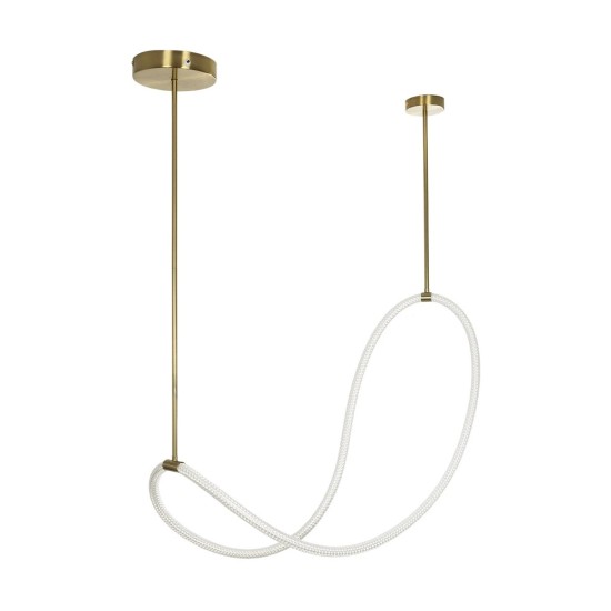 kelvo® GLOW 61667 Μοντέρνο Κρεμαστό Φωτιστικό Οροφής LED 34W 3400lm 360° AC 220-240V IP20 Ρυθμιζόμενο Λευκό CCT με Χειριστήριο από 2700K έως 6000K Dimmable - Lumileds SMD Chip - Χρυσό Πλατίνα & Λευκό Νήμα - Μ120 x Π120 x Υ60cm - 3 Χρόνια Εγγύηση