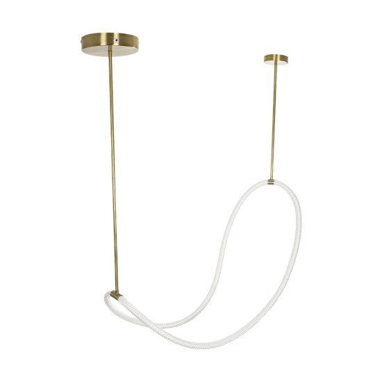 kelvo® GLOW 61667 Μοντέρνο Κρεμαστό Φωτιστικό Οροφής LED 34W 3400lm 360° AC 220-240V IP20 Ρυθμιζόμενο Λευκό CCT με Χειριστήριο από 2700K έως 6000K Dimmable - Lumileds SMD Chip - Χρυσό Πλατίνα & Λευκό Νήμα - Μ120 x Π120 x Υ60cm - 3 Χρόνια Εγγύηση