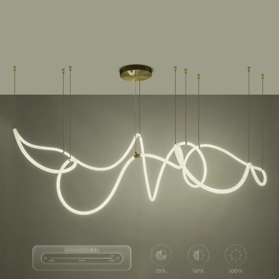 kelvo® GLOW 61669 Μοντέρνο Κρεμαστό Φωτιστικό Οροφής LED 105W 10500lm 360° AC 220-240V IP20 Ρυθμιζόμενο Λευκό CCT με Χειριστήριο από 2700K έως 6000K Dimmable - Lumileds SMD Chip - Χρυσό Πλατίνα & Λευκό Νήμα - Μ300 x Π300 x Υ120cm - 3 Χρόνια Εγγύηση kelvo® GLOW 61669 Μοντέρνο Κρεμαστό Φωτιστικό Οροφής LED 105W 10500lm 360° AC 220-240V IP20 Ρυθμιζόμενο Λευκό CCT με Χειριστήριο από 2700K έως 6000K Dimmable - Lumileds SMD Chip - Χρυσό Πλατίνα & Λευκό Νήμα - Μ300 x Π300 x Υ120cm - 3 Χρόνια Εγγύηση