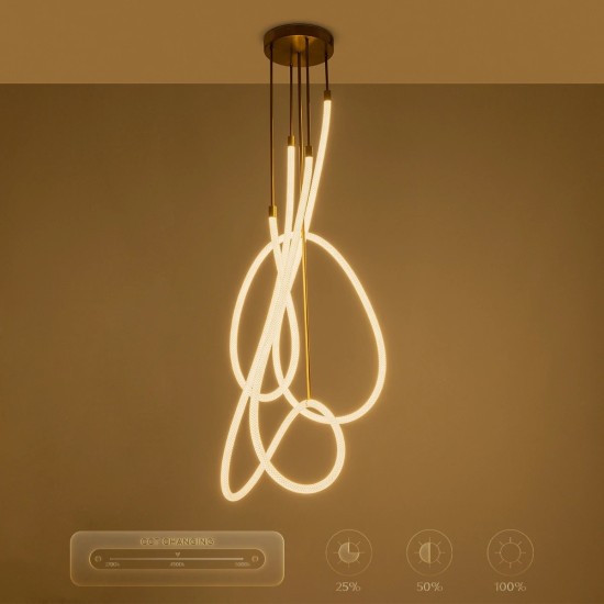 kelvo® GLOW 61671 Μοντέρνο Φωτιστικό Οροφής LED 85W 8500lm 360° AC 220-240V IP20 Ρυθμιζόμενο Λευκό CCT με Χειριστήριο από 2700K έως 6000K Dimmable - Lumileds SMD Chip - Χρυσό Πλατίνα & Λευκό Νήμα - Μ100 x Π100 x Υ140cm - 3 Χρόνια Εγγύηση kelvo® GLOW 61671 Μοντέρνο Φωτιστικό Οροφής LED 85W 8500lm 360° AC 220-240V IP20 Ρυθμιζόμενο Λευκό CCT με Χειριστήριο από 2700K έως 6000K Dimmable - Lumileds SMD Chip - Χρυσό Πλατίνα & Λευκό Νήμα - Μ100 x Π100 x Υ140cm - 3 Χρόνια Εγγύηση