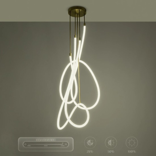 kelvo® GLOW 61671 Μοντέρνο Φωτιστικό Οροφής LED 85W 8500lm 360° AC 220-240V IP20 Ρυθμιζόμενο Λευκό CCT με Χειριστήριο από 2700K έως 6000K Dimmable - Lumileds SMD Chip - Χρυσό Πλατίνα & Λευκό Νήμα - Μ100 x Π100 x Υ140cm - 3 Χρόνια Εγγύηση kelvo® GLOW 61671 Μοντέρνο Φωτιστικό Οροφής LED 85W 8500lm 360° AC 220-240V IP20 Ρυθμιζόμενο Λευκό CCT με Χειριστήριο από 2700K έως 6000K Dimmable - Lumileds SMD Chip - Χρυσό Πλατίνα & Λευκό Νήμα - Μ100 x Π100 x Υ140cm - 3 Χρόνια Εγγύηση