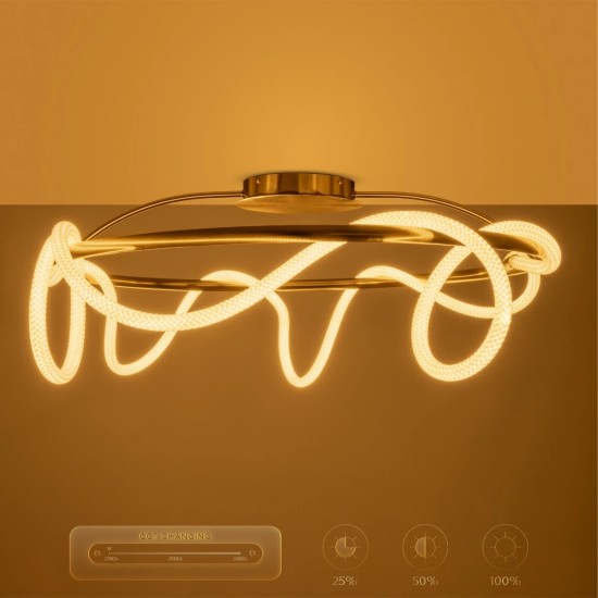 kelvo® GLOW 61674 Μοντέρνο Φωτιστικό Οροφής LED 65W 6500lm 360° AC 220-240V IP20 Ρυθμιζόμενο Λευκό CCT με Χειριστήριο από 2700K έως 6000K Dimmable - Lumileds SMD Chip - Χρυσό Πλατίνα & Λευκό Νήμα - Μ100 x Π100 x Υ30cm - 3 Χρόνια Εγγύηση kelvo® GLOW 61674 Μοντέρνο Φωτιστικό Οροφής LED 65W 6500lm 360° AC 220-240V IP20 Ρυθμιζόμενο Λευκό CCT με Χειριστήριο από 2700K έως 6000K Dimmable - Lumileds SMD Chip - Χρυσό Πλατίνα & Λευκό Νήμα - Μ100 x Π100 x Υ30cm - 3 Χρόνια Εγγύηση