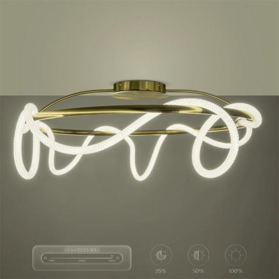 kelvo® GLOW 61674 Μοντέρνο Φωτιστικό Οροφής LED 65W 6500lm 360° AC 220-240V IP20 Ρυθμιζόμενο Λευκό CCT με Χειριστήριο από 2700K έως 6000K Dimmable - Lumileds SMD Chip - Χρυσό Πλατίνα & Λευκό Νήμα - Μ100 x Π100 x Υ30cm - 3 Χρόνια Εγγύηση kelvo® GLOW 61674 Μοντέρνο Φωτιστικό Οροφής LED 65W 6500lm 360° AC 220-240V IP20 Ρυθμιζόμενο Λευκό CCT με Χειριστήριο από 2700K έως 6000K Dimmable - Lumileds SMD Chip - Χρυσό Πλατίνα & Λευκό Νήμα - Μ100 x Π100 x Υ30cm - 3 Χρόνια Εγγύηση