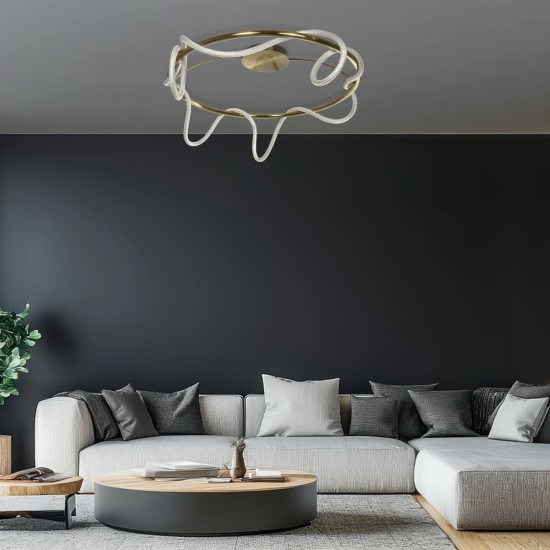 kelvo® GLOW 61674 Μοντέρνο Φωτιστικό Οροφής LED 65W 6500lm 360° AC 220-240V IP20 Ρυθμιζόμενο Λευκό CCT με Χειριστήριο από 2700K έως 6000K Dimmable - Lumileds SMD Chip - Χρυσό Πλατίνα & Λευκό Νήμα - Μ100 x Π100 x Υ30cm - 3 Χρόνια Εγγύηση kelvo® GLOW 61674 Μοντέρνο Φωτιστικό Οροφής LED 65W 6500lm 360° AC 220-240V IP20 Ρυθμιζόμενο Λευκό CCT με Χειριστήριο από 2700K έως 6000K Dimmable - Lumileds SMD Chip - Χρυσό Πλατίνα & Λευκό Νήμα - Μ100 x Π100 x Υ30cm - 3 Χρόνια Εγγύηση