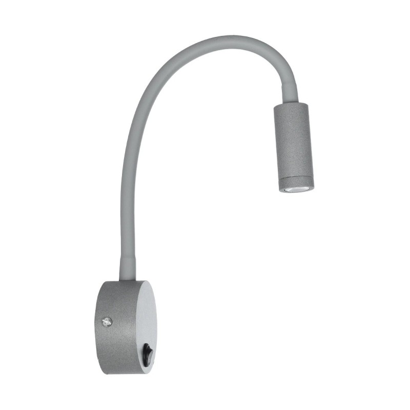 GloboStar® GOOSE 61689 Φωτιστικό Τοίχου - Απλίκα LED 3W 300lm 36° AC 220-240V IP20 - Reading Light - Θερμό Λευκό 2700K Γκρι Αλουμίνιο - Μ6.5 x Π22.5 x Υ23cm - 5 Xρόνια Εγγύηση