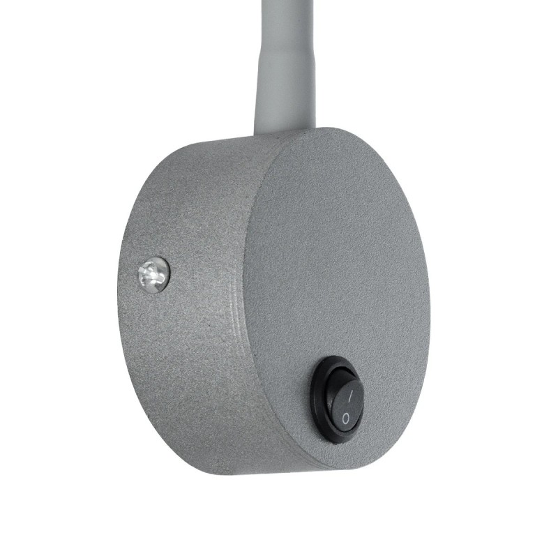 GloboStar® GOOSE 61689 Φωτιστικό Τοίχου - Απλίκα LED 3W 300lm 36° AC 220-240V IP20 - Reading Light - Θερμό Λευκό 2700K Γκρι Αλουμίνιο - Μ6.5 x Π22.5 x Υ23cm - 5 Xρόνια Εγγύηση