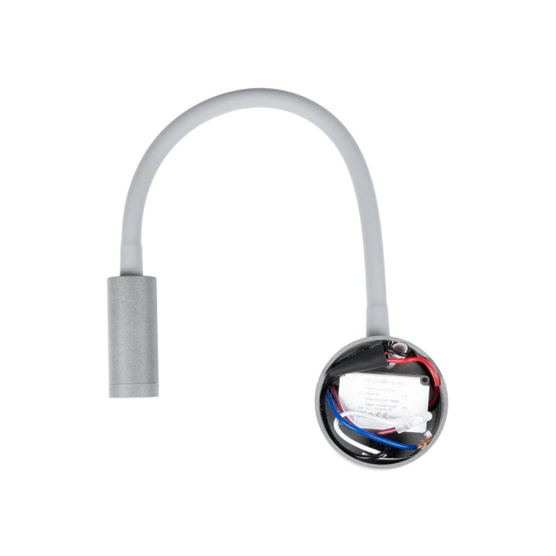 GloboStar® GOOSE 61689 Φωτιστικό Τοίχου - Απλίκα LED 3W 300lm 36° AC 220-240V IP20 - Reading Light - Θερμό Λευκό 2700K Γκρι Αλουμίνιο - Μ6.5 x Π22.5 x Υ23cm - 5 Xρόνια Εγγύηση