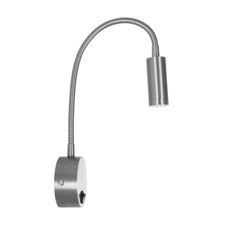 GloboStar® GOOSE 61691 Φωτιστικό Τοίχου - Απλίκα LED 3W 300lm 36° AC 220-240V IP20 - Reading Light - Θερμό Λευκό 2700K Ασημί Αλουμίνιο - Μ6.5 x Π22.5 x Υ23cm - 5 Xρόνια Εγγύηση