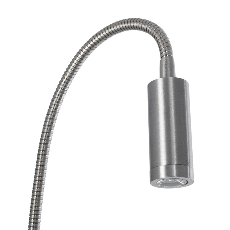 GloboStar® GOOSE 61691 Φωτιστικό Τοίχου - Απλίκα LED 3W 300lm 36° AC 220-240V IP20 - Reading Light - Θερμό Λευκό 2700K Ασημί Αλουμίνιο - Μ6.5 x Π22.5 x Υ23cm - 5 Xρόνια Εγγύηση