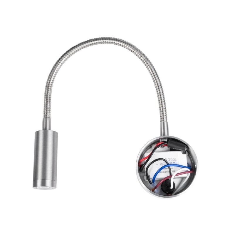 GloboStar® GOOSE 61691 Φωτιστικό Τοίχου - Απλίκα LED 3W 300lm 36° AC 220-240V IP20 - Reading Light - Θερμό Λευκό 2700K Ασημί Αλουμίνιο - Μ6.5 x Π22.5 x Υ23cm - 5 Xρόνια Εγγύηση