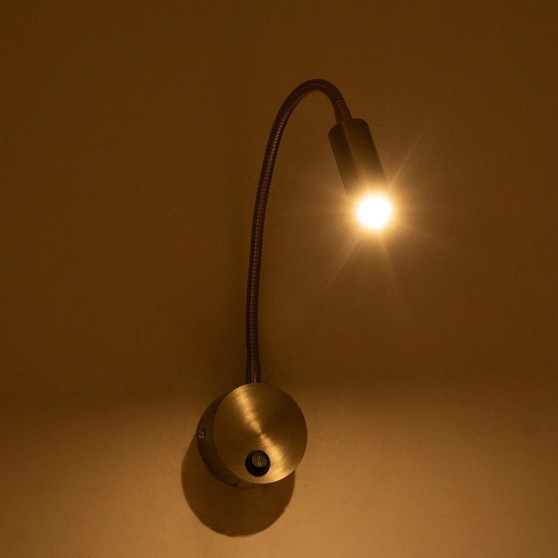 GloboStar® GOOSE 61691 Φωτιστικό Τοίχου - Απλίκα LED 3W 300lm 36° AC 220-240V IP20 - Reading Light - Θερμό Λευκό 2700K Ασημί Αλουμίνιο - Μ6.5 x Π22.5 x Υ23cm - 5 Xρόνια Εγγύηση
