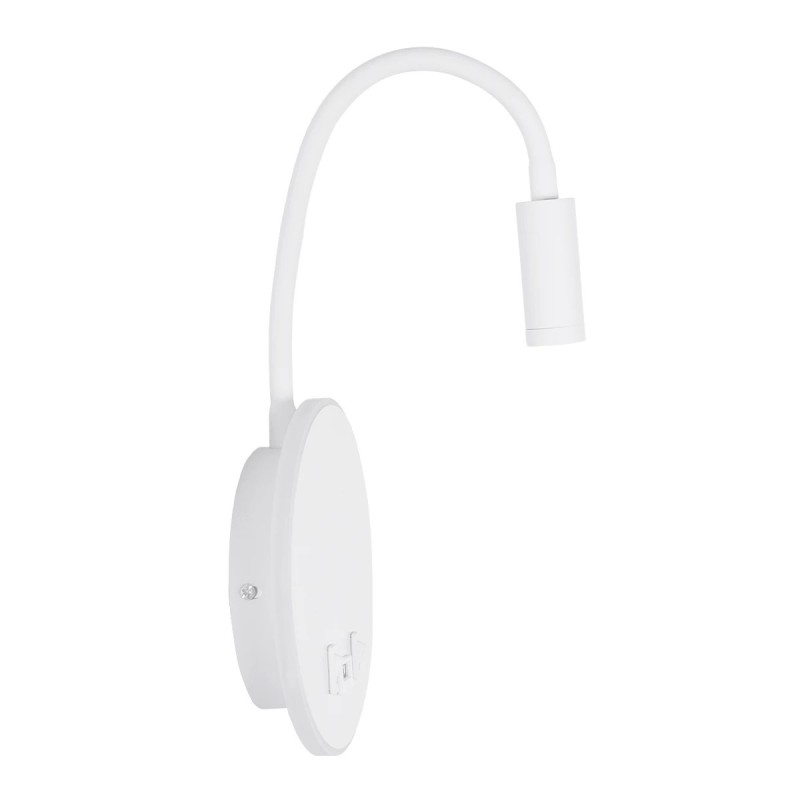 GLOBOSTAR® GOOSE 61693 Μοντέρνο Φωτιστικό Τοίχου - Απλίκα Ξενοδοχείου Reading Light με Φορτιστή USB 3A LED 6W 600lm 36° & 360° AC 220-240V IP20 Θερμό Λευκό 2700K - CREE XPE & Lumileds SMD Chip - Λευκό Ματ - Μ15.5 x Π15 x Υ30.5cm - 3 Χρόνια Εγγύηση