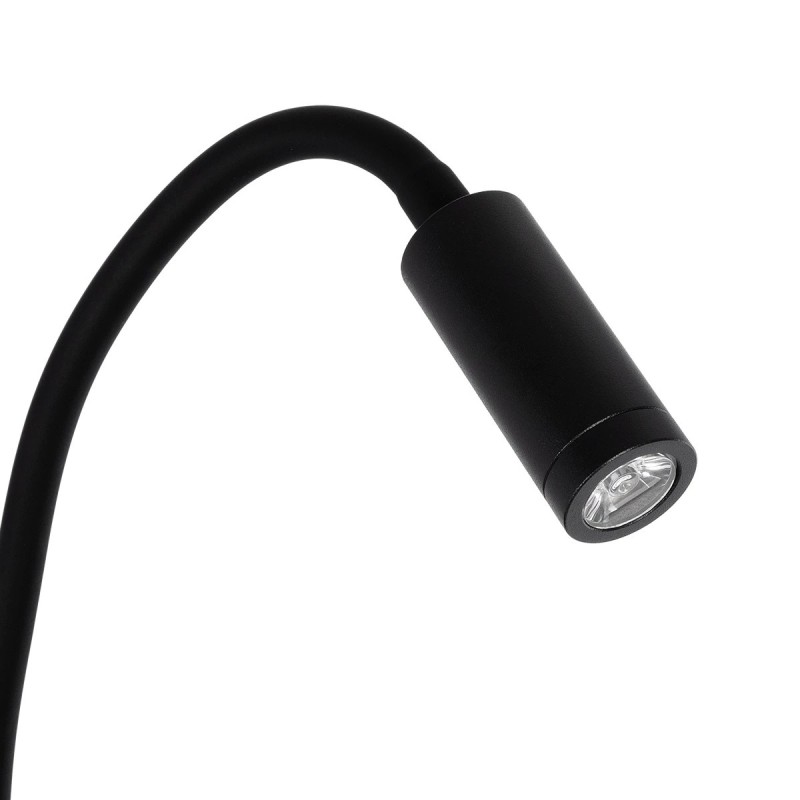 GloboStar® GOOSE 61695 Φωτιστικό Τοίχου - Απλίκα LED 6W 600lm 36° AC 220-240V IP20 - Reading Light & 360° Κρυφός Φωτισμός - Φορτιστής USB 3A - Θερμό Λευκό 2700K Μαύρο - Μ15.5 x Π22.5 x Υ30cm - 5 Xρόνια Εγγύηση