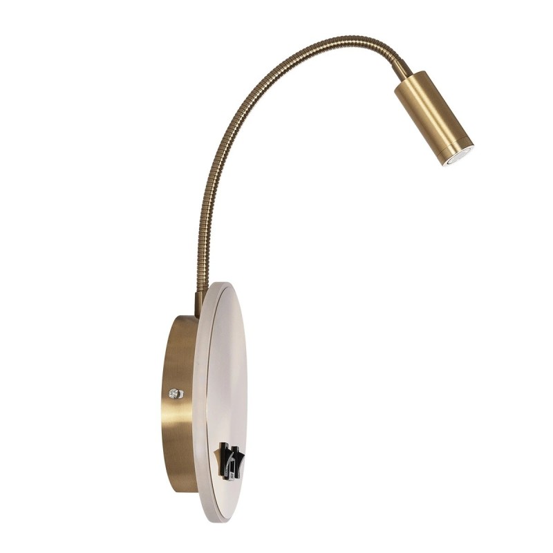 GloboStar® GOOSE 61697 Φωτιστικό Τοίχου - Απλίκα LED 6W 600lm 36° AC 220-240V IP20 - Reading Light & 360° Κρυφός Φωτισμός - Φορτιστής USB 3A - Θερμό Λευκό 2700K Χρυσό Βούρτσας - Μ15.5 x Π22.5 x Υ30cm - 5 Xρόνια Εγγύηση