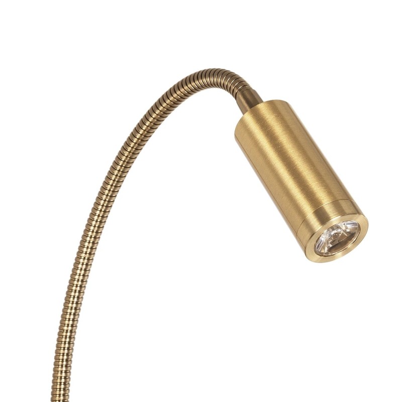 GloboStar® GOOSE 61697 Φωτιστικό Τοίχου - Απλίκα LED 6W 600lm 36° AC 220-240V IP20 - Reading Light & 360° Κρυφός Φωτισμός - Φορτιστής USB 3A - Θερμό Λευκό 2700K Χρυσό Βούρτσας - Μ15.5 x Π22.5 x Υ30cm - 5 Xρόνια Εγγύηση