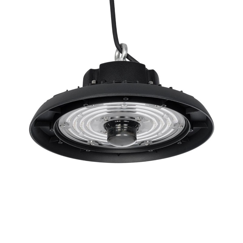 GLOBOSTAR® INDUSTRY 61704 Βιομηχανικό Φωτιστικό Καμπάνα High Bay UFO Τεχνολογίας Smart Group Linkable Control System 2.4Ghz με Αισθητήρα Κίνησης Microwave LED 100W 15000lm SDCM<5 90° AC 85-265V Αδιάβροχο IP65 IK08 Μαύρο Χυτό Αλουμίνιο - Φυσικό Λευκό 50