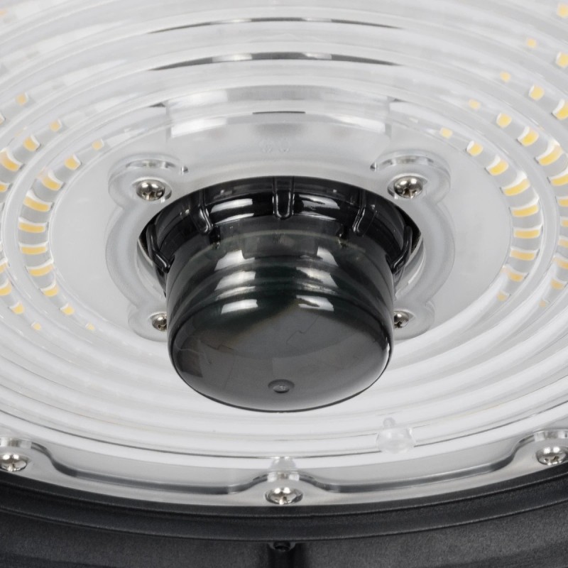 GLOBOSTAR® INDUSTRY 61706 Βιομηχανικό Φωτιστικό Καμπάνα High Bay UFO Τεχνολογίας Smart Group Linkable Control System 2.4Ghz με Αισθητήρα Κίνησης Microwave LED 200W 30000lm SDCM<5 90° AC 85-265V Αδιάβροχο IP65 IK08 Μαύρο Χυτό Αλουμίνιο - Φυσικό Λευκό 50