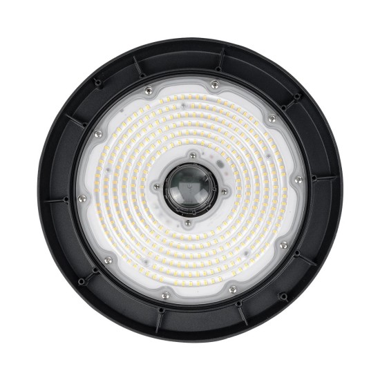 GLOBOSTAR® INDUSTRY 61706 Βιομηχανικό Φωτιστικό Καμπάνα High Bay UFO Τεχνολογίας Smart Group Linkable Control System 2.4Ghz με Αισθητήρα Κίνησης Microwave LED 200W 30000lm SDCM<5 90° AC 85-265V Αδιάβροχο IP65 IK08 Μαύρο Χυτό Αλουμίνιο - Φυσικό Λευκό 50
