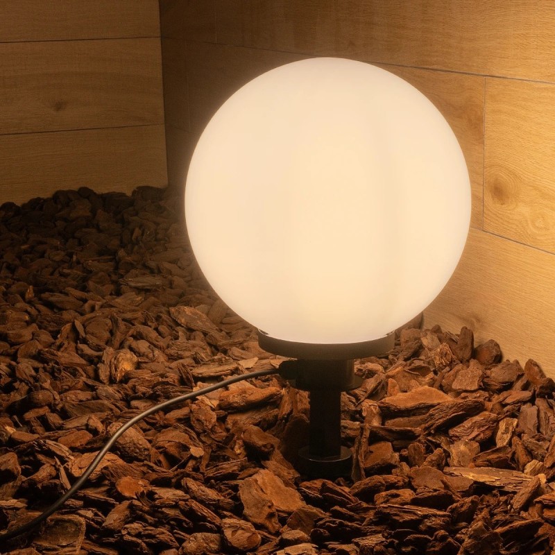 GLOBOSTAR® AGROS 61708 Φωτιστικό Κήπου / Καρφωτό με Ντουί 1 x E27 AC 220-240V Αδιάβροχο IP65 - Λευκό & Μάυρο - Μ30 x Π30 x Υ64cm