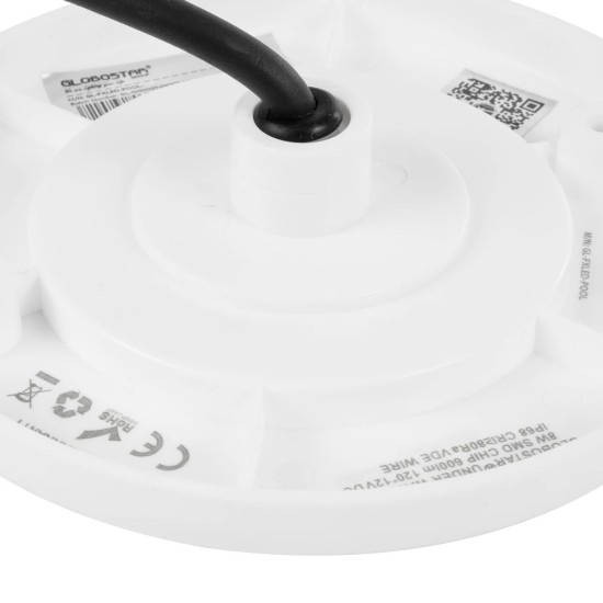 GLOBOSTAR® POOLARTY 61717 Υποβρύχιο Φωτιστικό για Σιντριβάνια/Πισίνες LED 8W 560lm 120° DC 12V Αδιάβροχο IP68 Μπλε Dimmable - Bridgelux SMD Chip - 1m VDE Rubber Καλώδιο - Μ13 x Π13 x Υ2cm - 3 Χρόνια Εγγύηση