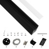 GLOBOSTAR® ALP-LINEAR LUMILINE 61764-3M Επιφανειακό / Κρεμαστό / Επιτοίχιο Προφίλ Αλουμινίου με Λευκό Γαλακτερό Πατητό Κάλυμμα για Ταινίες LED IP20 - Μαύρο Ματ - Μ300 x Π3.5 x Υ7cm