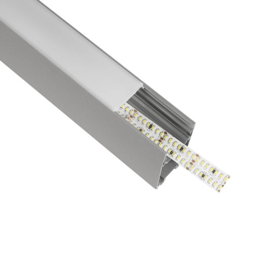 GLOBOSTAR® ALP-LINEAR LUMILINE 61765-3M Επιφανειακό / Κρεμαστό / Επιτοίχιο Προφίλ Αλουμινίου με Λευκό Γαλακτερό Πατητό Κάλυμμα για Ταινίες LED IP20 - Γκρι Ανθρακί Ματ - Μ300 x Π3.5 x Υ7cm