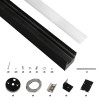 GLOBOSTAR® ALP-LINEAR BRIGHTRAIL 61775-3M Επιφανειακό / Κρεμαστό / Επιτοίχιο Προφίλ Αλουμινίου με Λευκό Γαλακτερό Πατητό Κάλυμμα για Ταινίες LED IP20 - Μαύρο Ματ - Μ300 x Π5 x Υ7.5cm